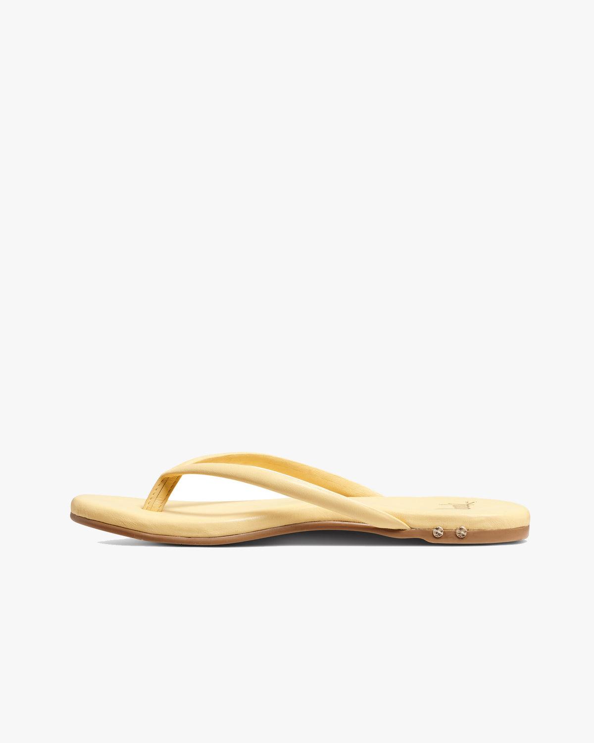 Sunbeam leather flip flop sandal in glow - product side shot