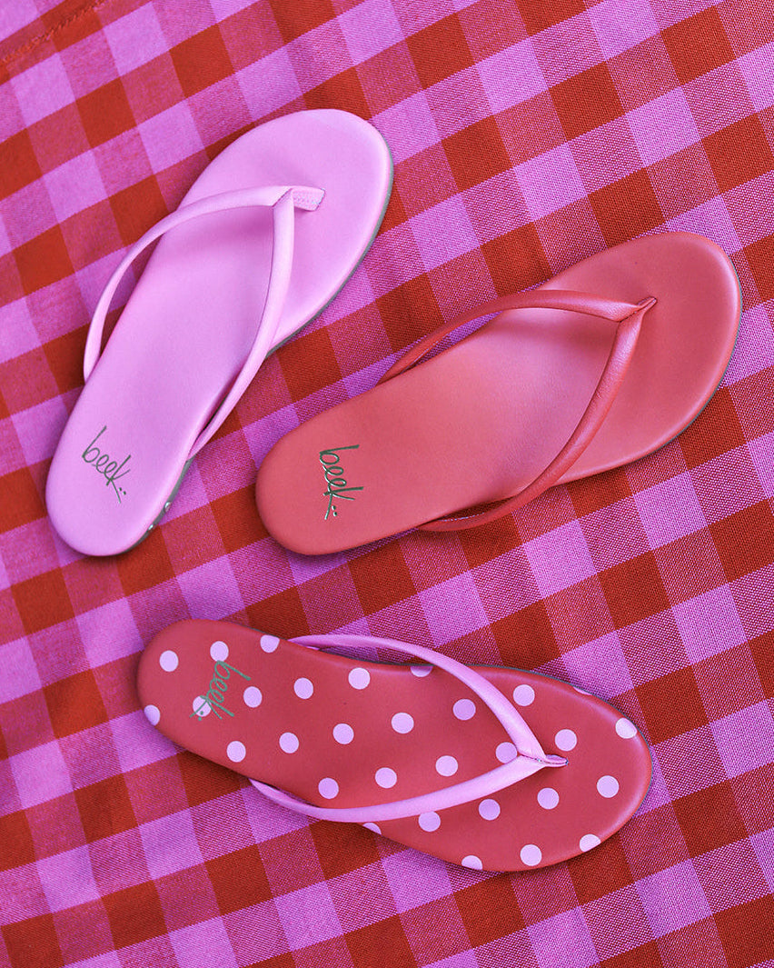 Sunbeam Leather Flip Flop Sandal - Peony/Tomato | beek
