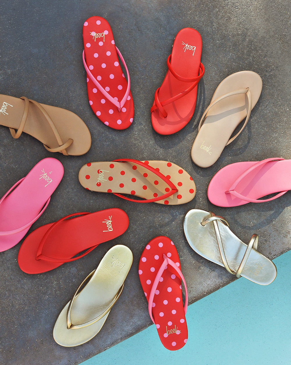 Sunbeam Leather Flip Flop Sandal - Tomato | beek