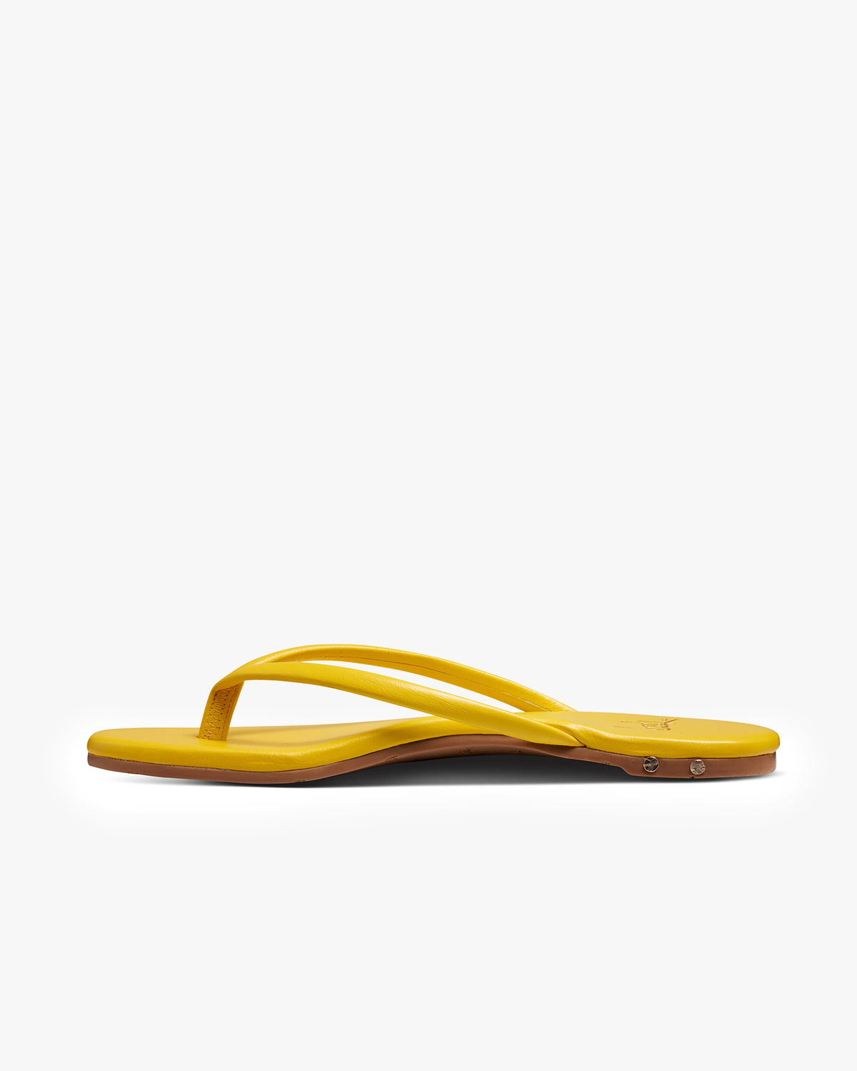 Sunbeam leather flip flop sandal in lemon - product side shot