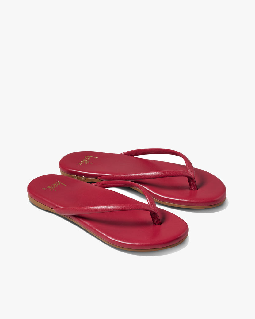 Sunbeam leather flip flop sandals in lipstick - product angle shot
