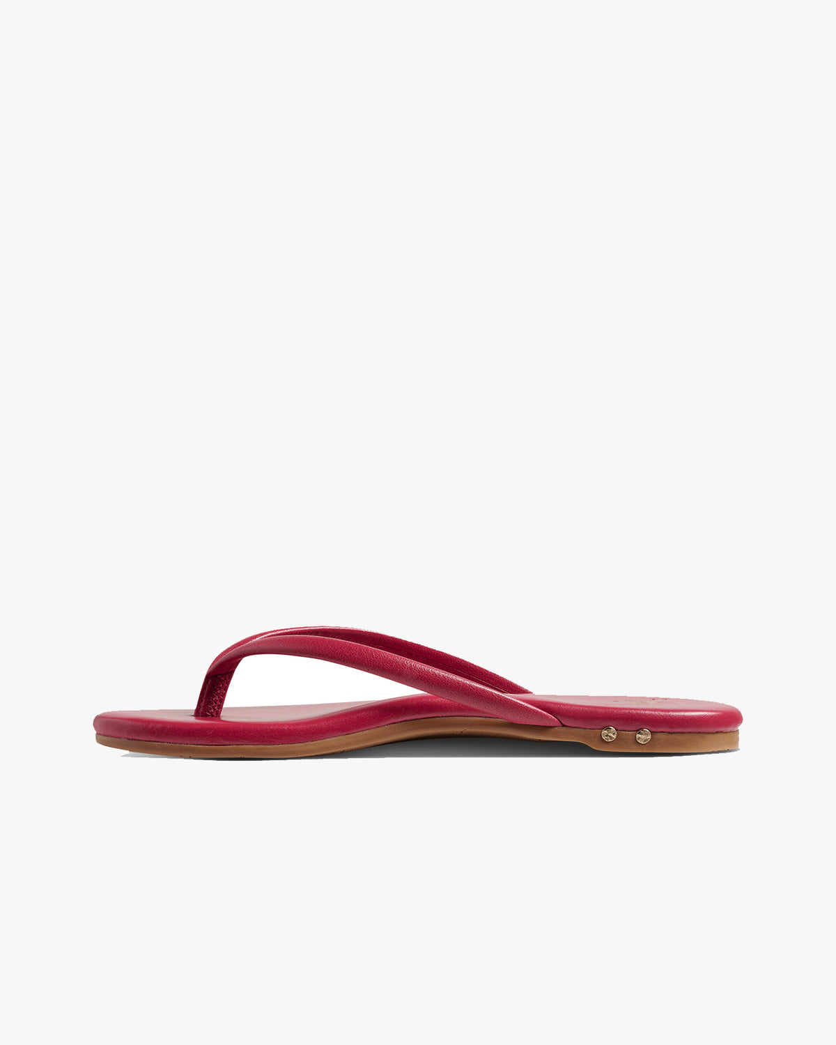 Sunbeam leather flip flop sandals in lipstick - product side shot