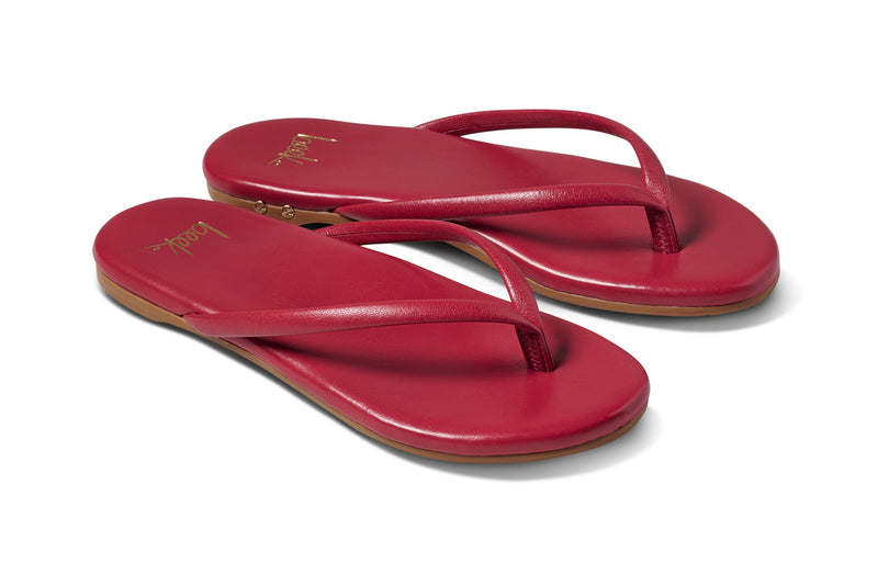 Sunbeam leather flip flop sandal in lipstick - product angle shot