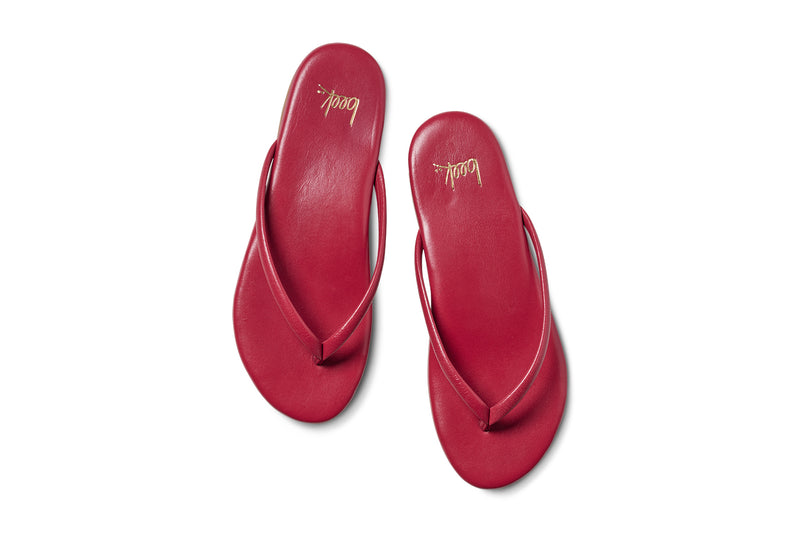 Sunbeam leather flip flop sandal in lipstick - product top shot