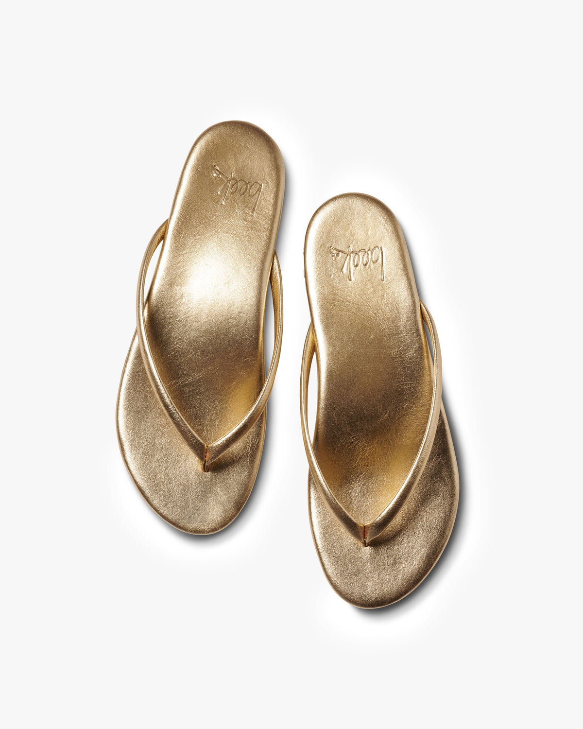 Sunbeam leather flip flop sandals in oro - product top shot