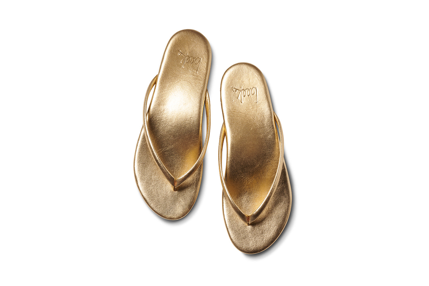 Sunbeam leather flip flop sandals in oro - product top shot