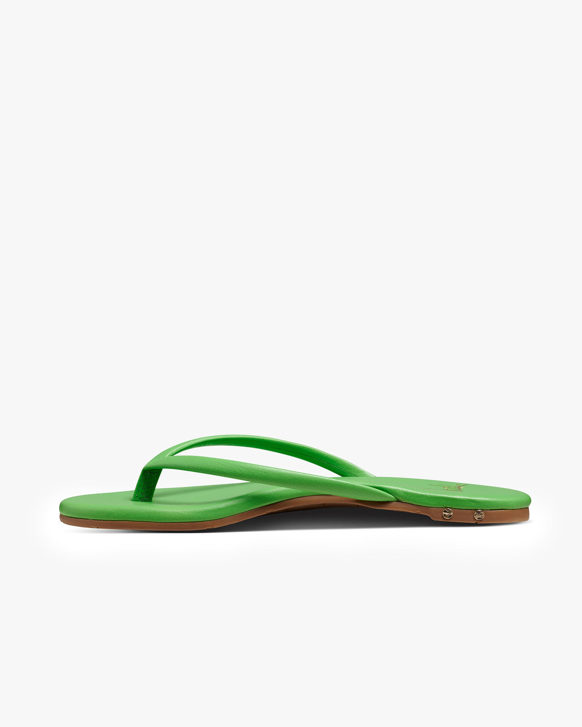 Sunbeam leather flip flop sandal in palm - product side shot