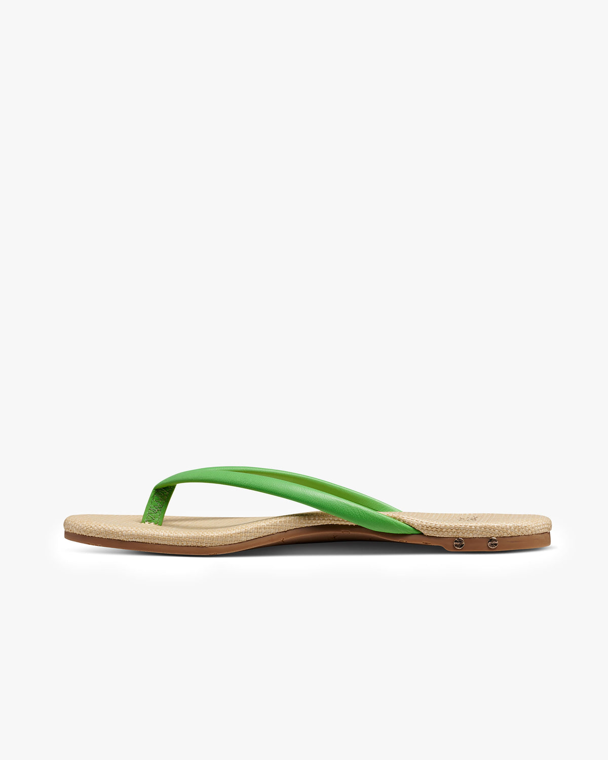 Sunbeam leather and raffia flip flop sandal in palm raffia - product side shot
