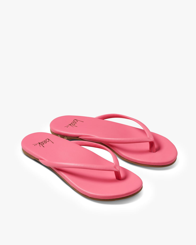 Sunbeam leather flip flop sandals in peony - product angle shot