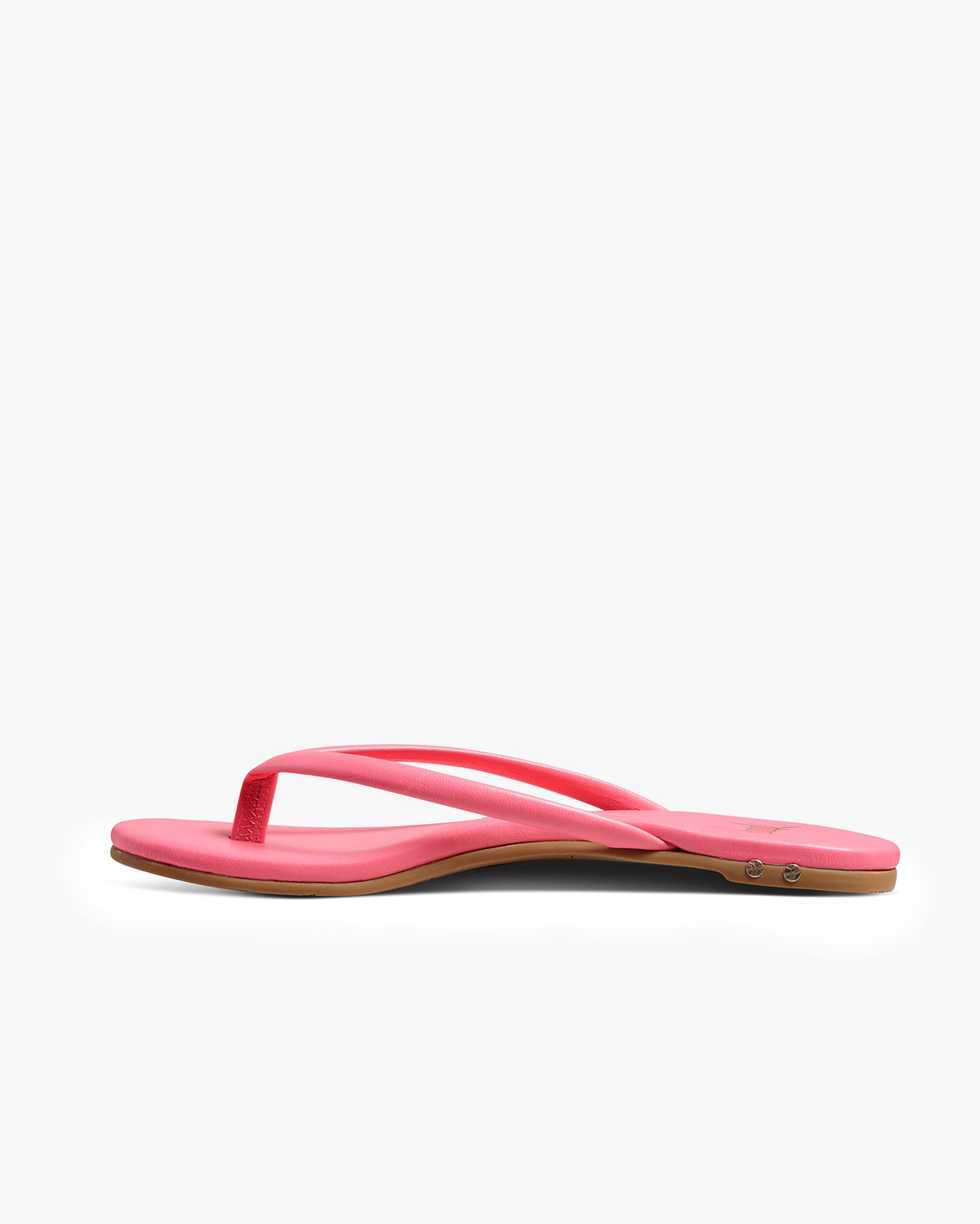 Sunbeam leather flip flop sandals in peony - product side shot