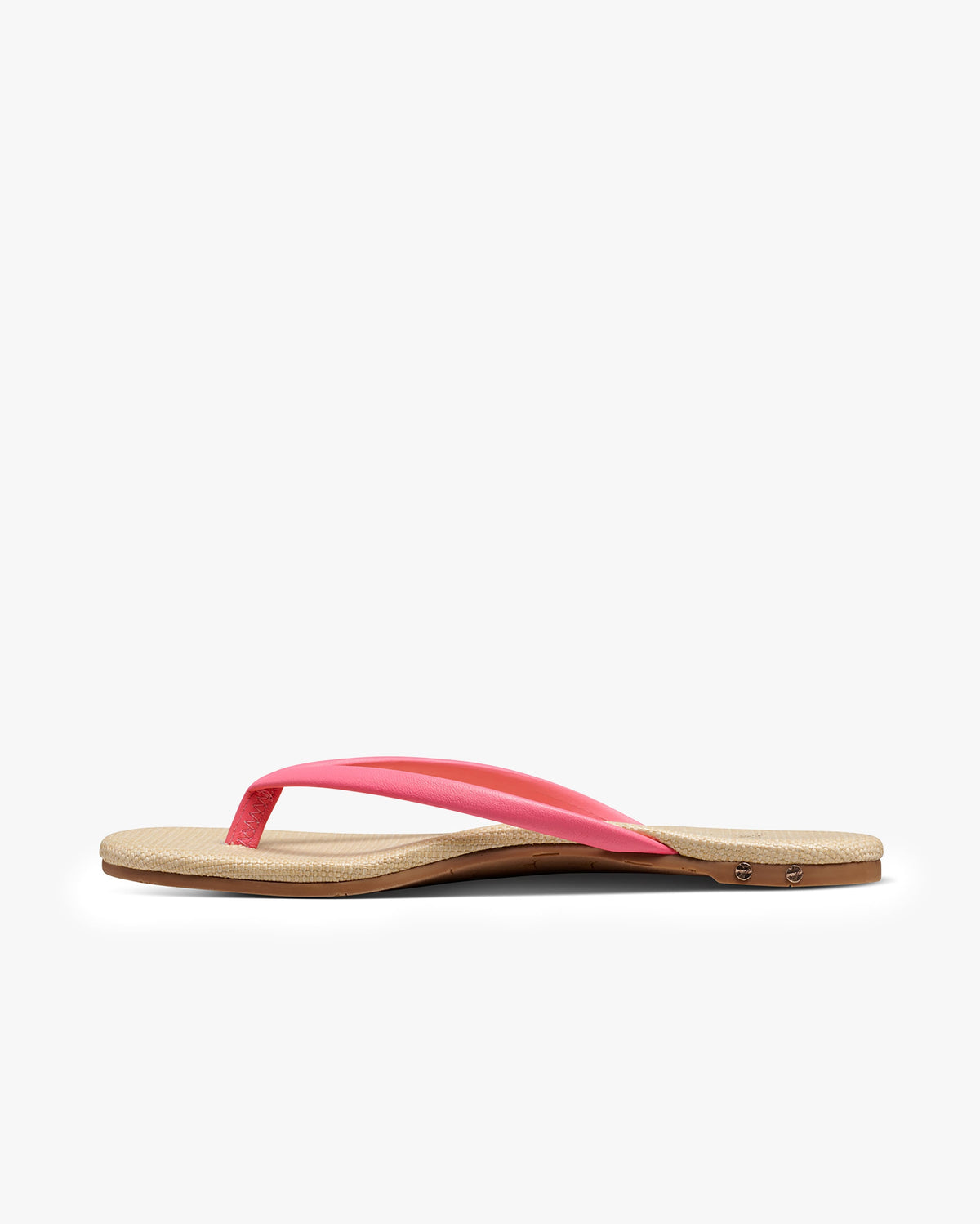 Sunbeam leather and raffia flip flop sandal in peony raffia - product side shot