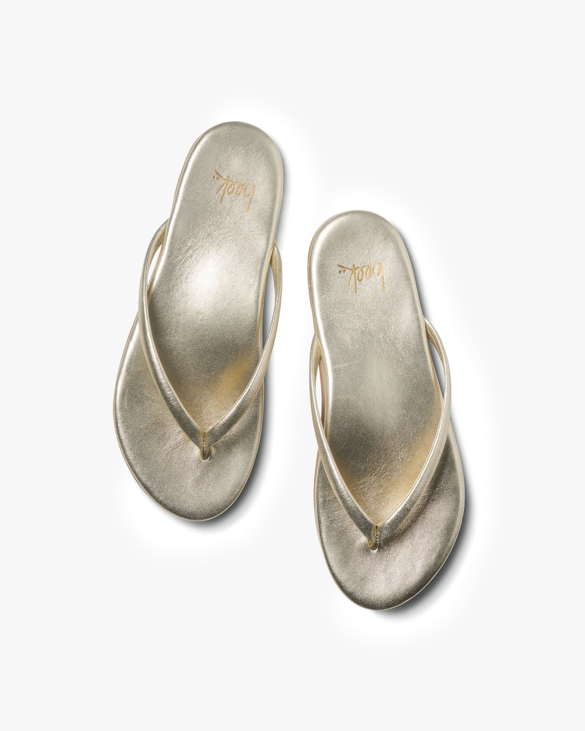 Sunbeam leather flip flop sandal in platinum - top shot