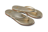 Sunbeam leather flip flop sandal in platinum - angle shot