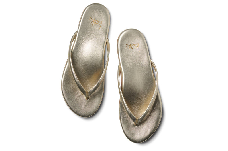 Sunbeam leather flip flop sandal in platinum - top shot
