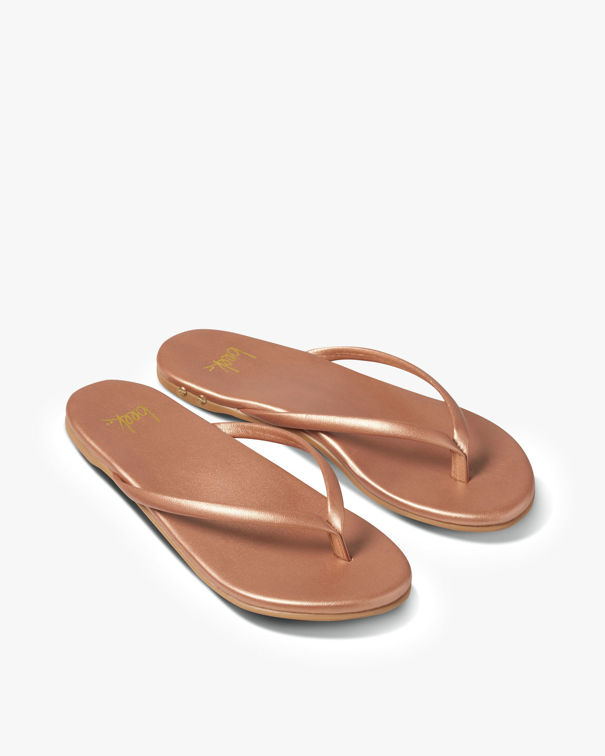 Sunbeam leather flip flop sandal in rose gold - angle shot