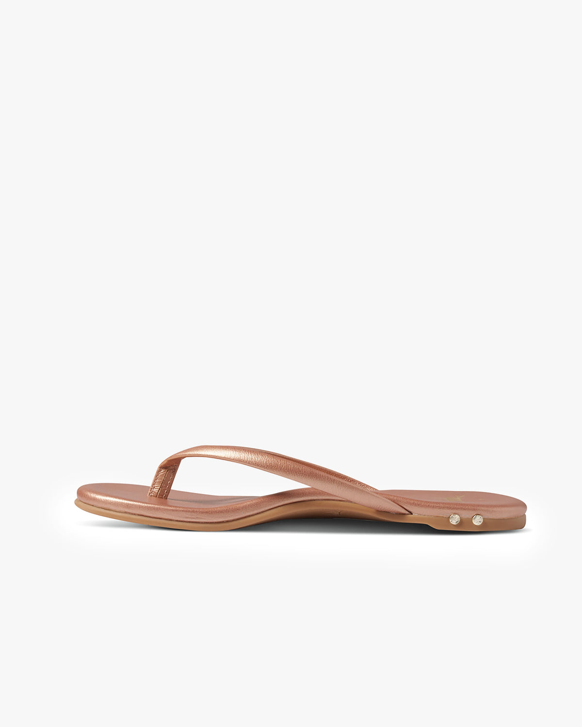 Sunbeam leather flip flop sandal in rose gold - side shot