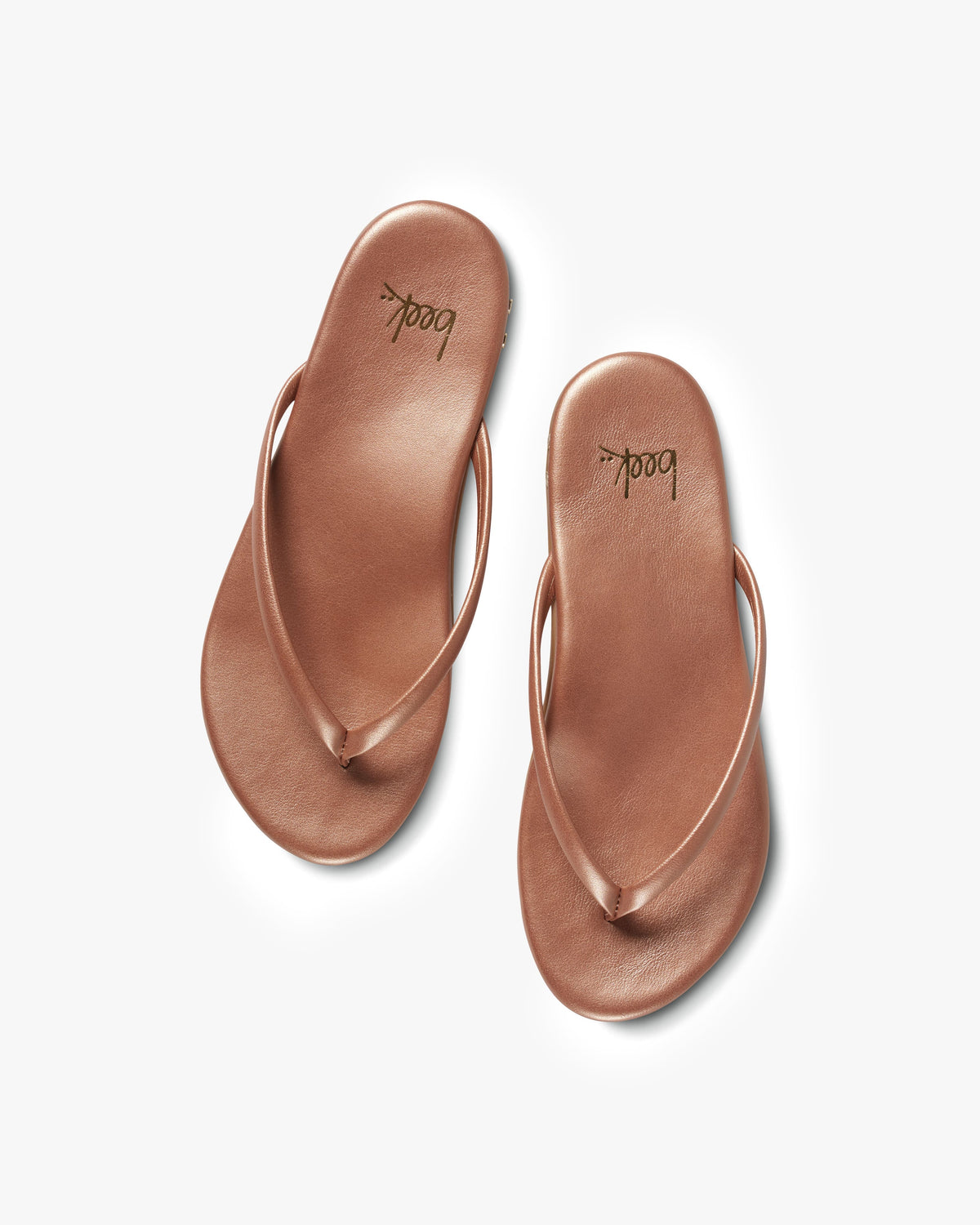 Sunbeam leather flip flop sandal in rose gold - top shot