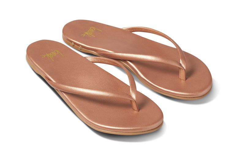Sunbeam leather flip flop sandal in rose gold - angle shot