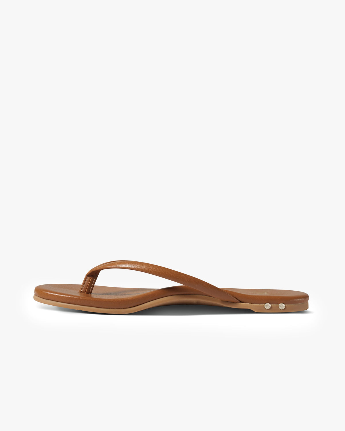Sunbeam leather flip flop sandal in tan - side shot