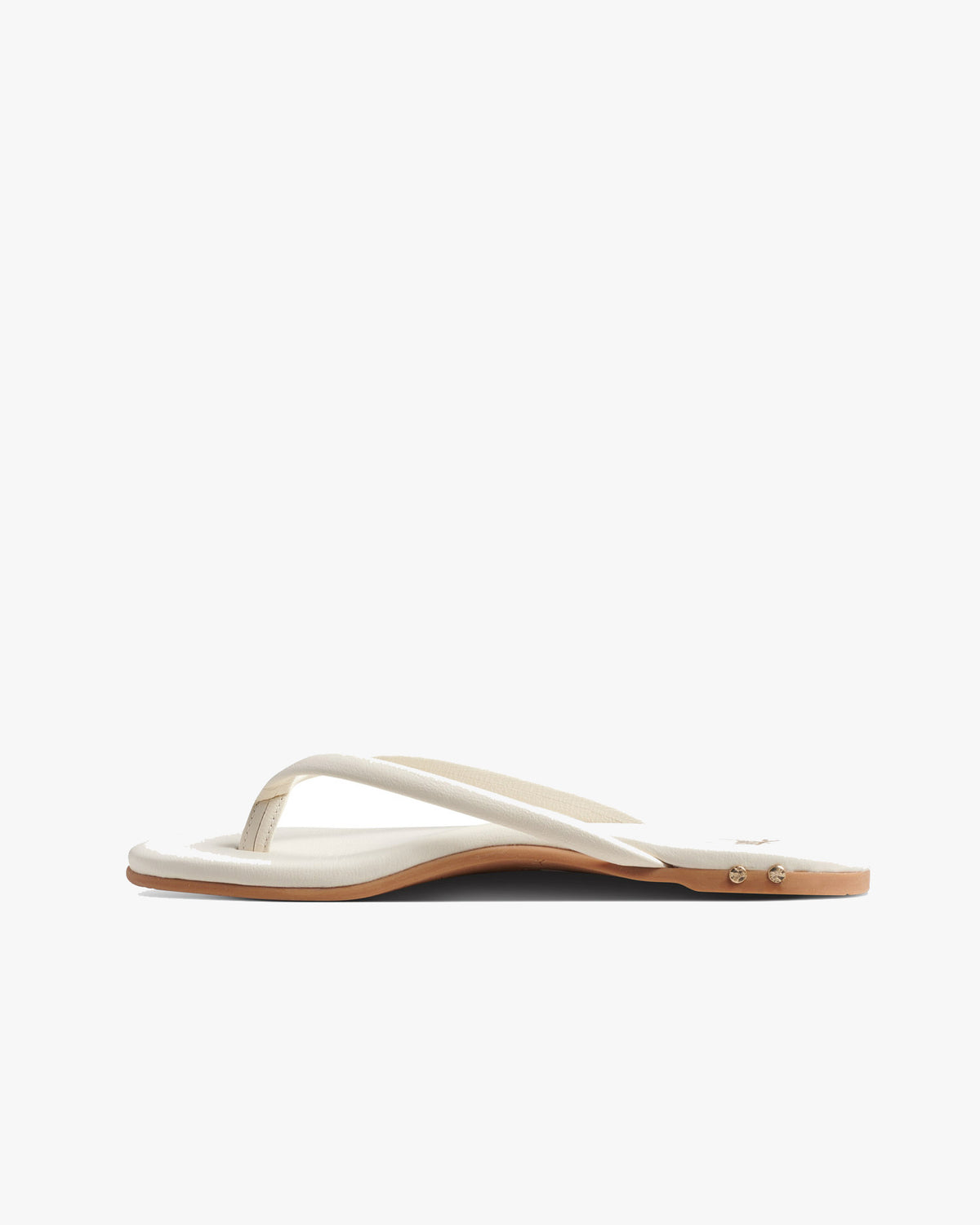 Sunbeam leather flip flop sandal in vanilla - product side shot