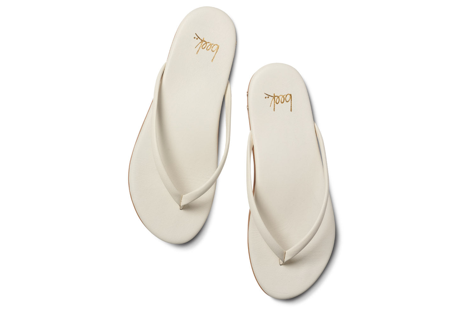 Sunbeam leather flip flop sandal in vanilla - top shot