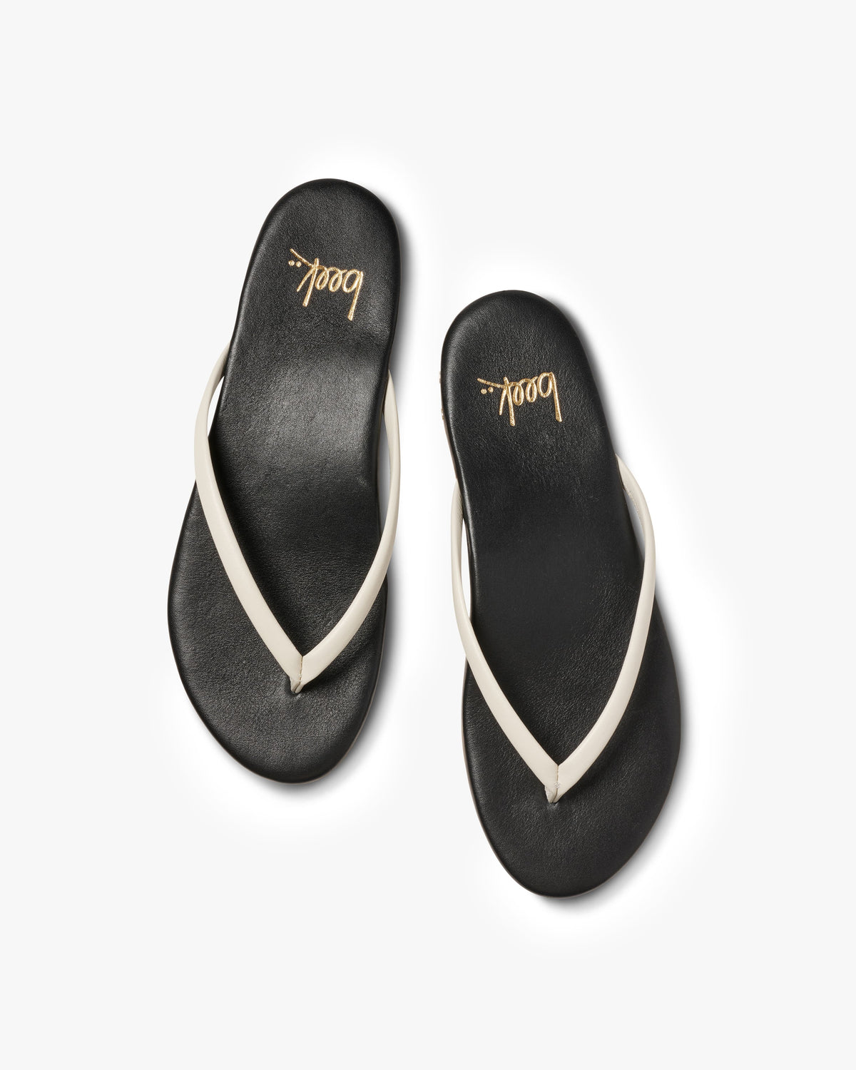 Sunbeam leather flip flop sandal in vanilla/black - product top shot