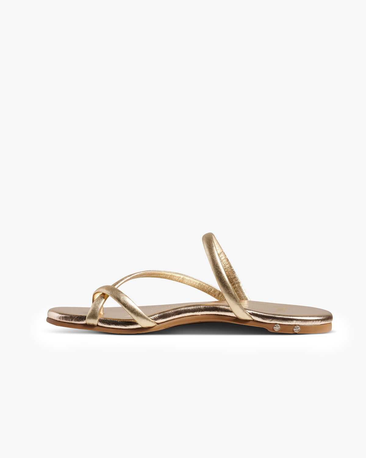 Sunbird leather sandals in gold - product side shot