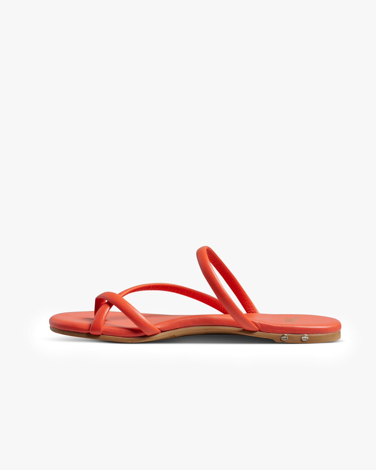 Sunbird leather sandals in tomato - product side shot