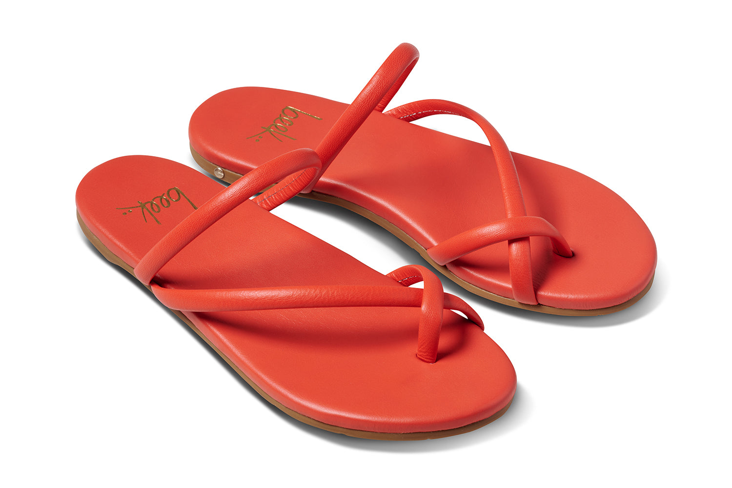 Sunbird leather sandals in tomato - product angle shot