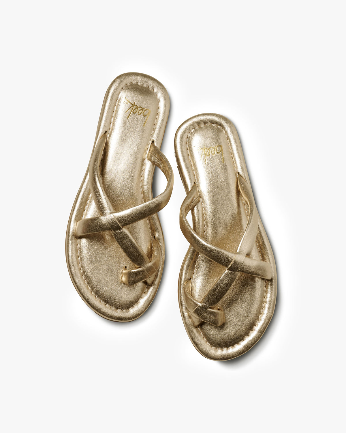 Sungem leather toe-ring sandals in gold - product top shot