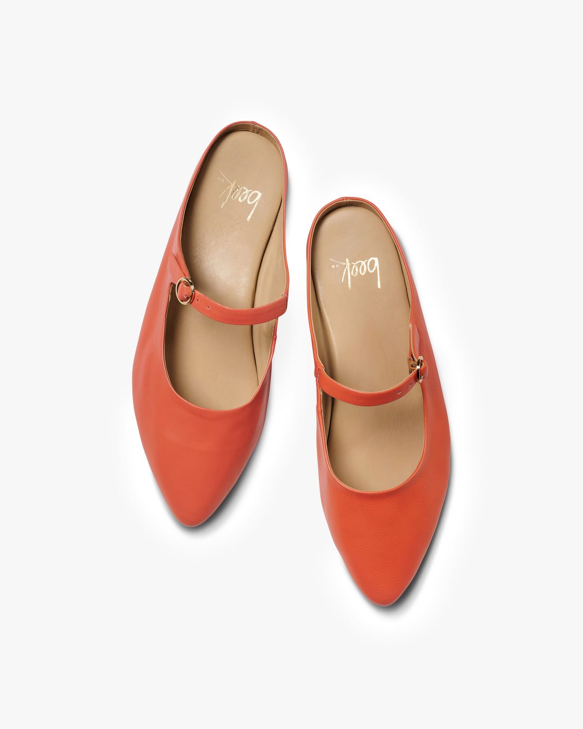 Swallow leather ballet mule in tomato - product top shot