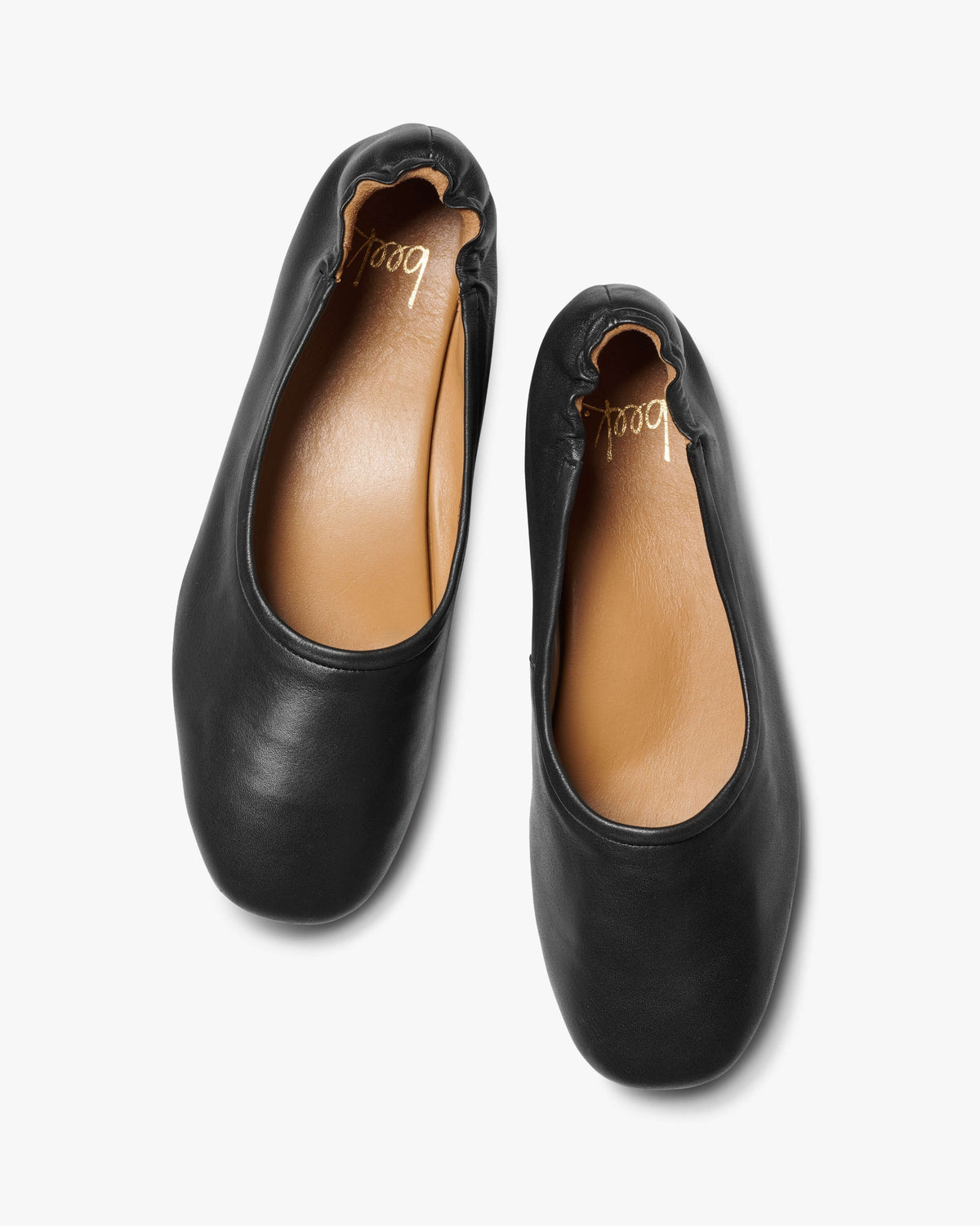 Swan leather ballet flat in black - product top shot