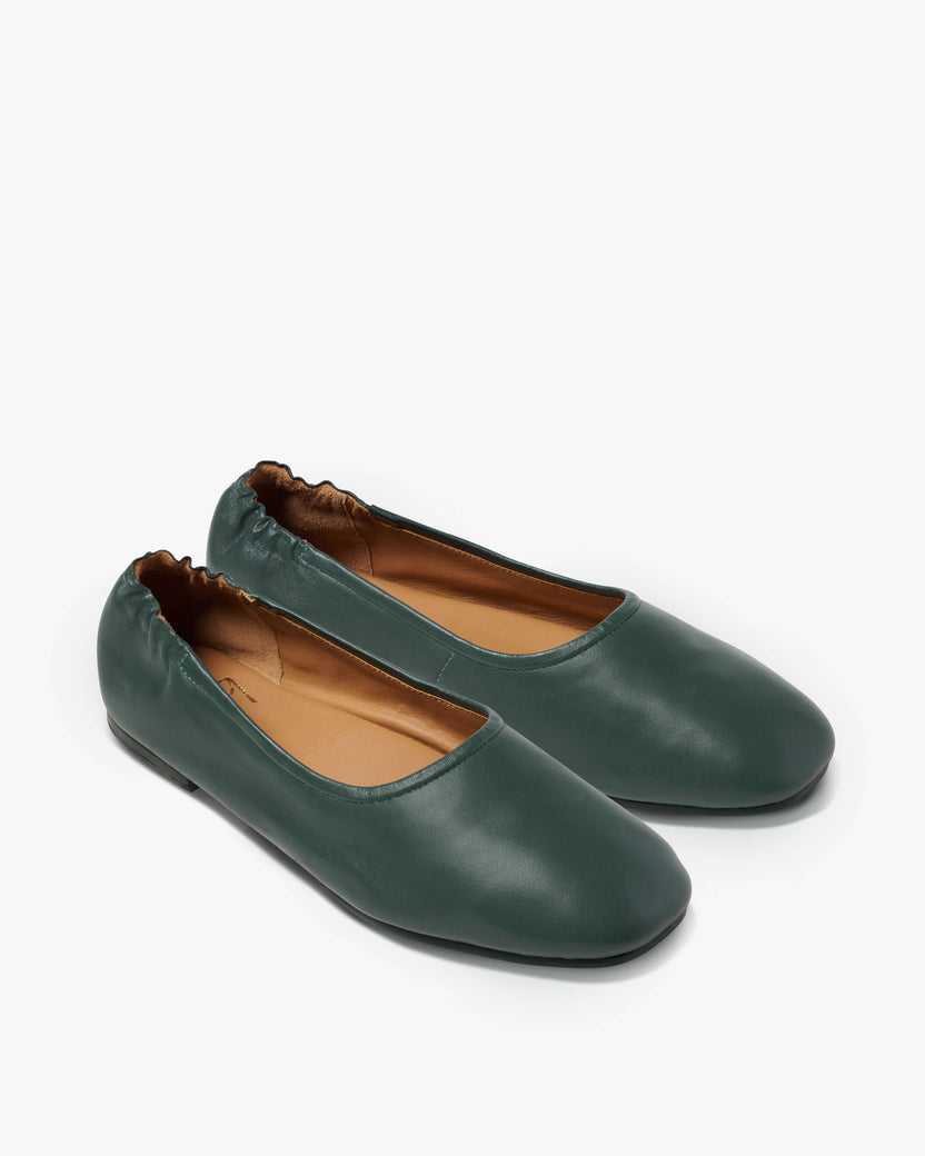 Swan leather ballet flat in teal - product angle shot
