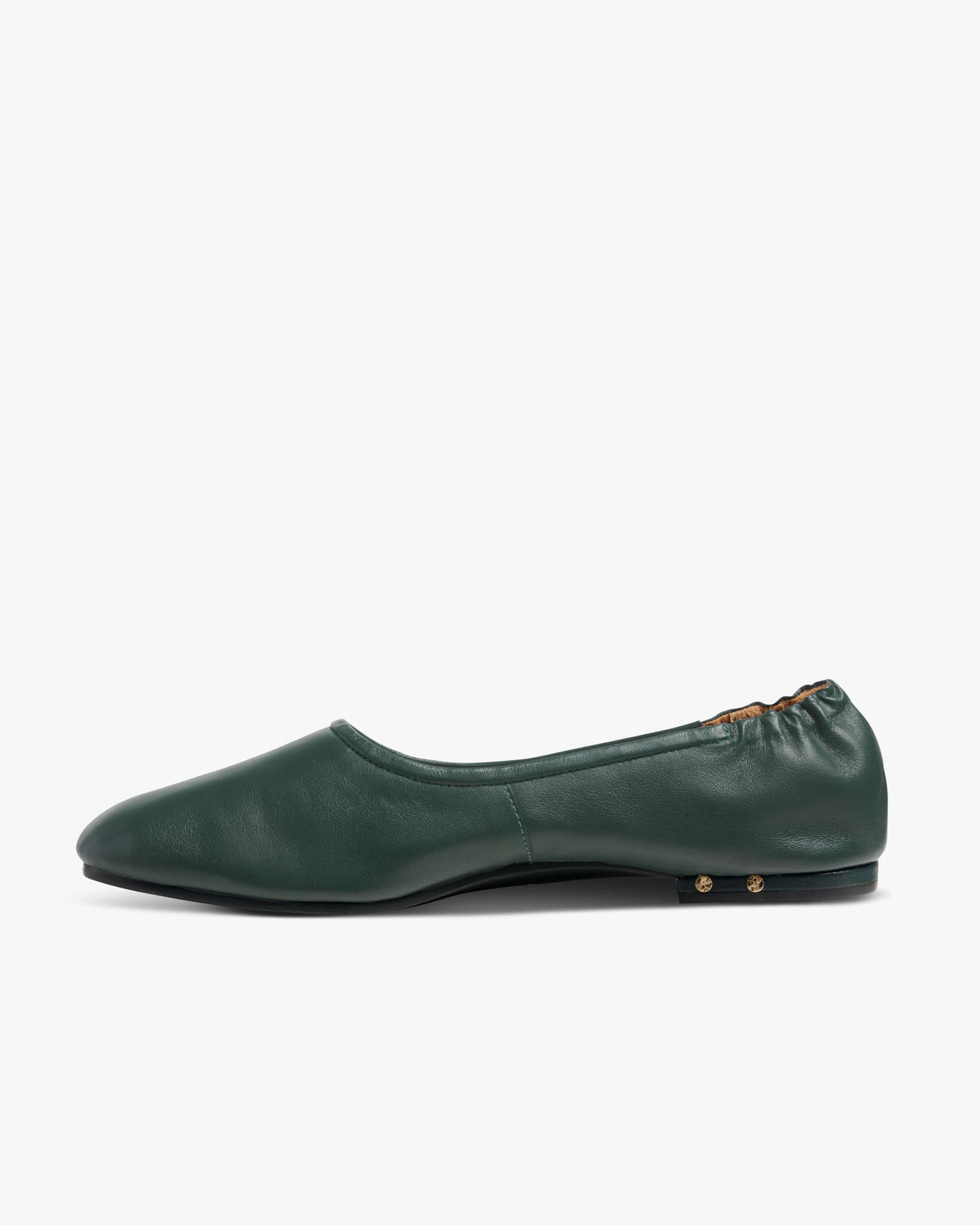 Swan leather ballet flat in teal - product side shot