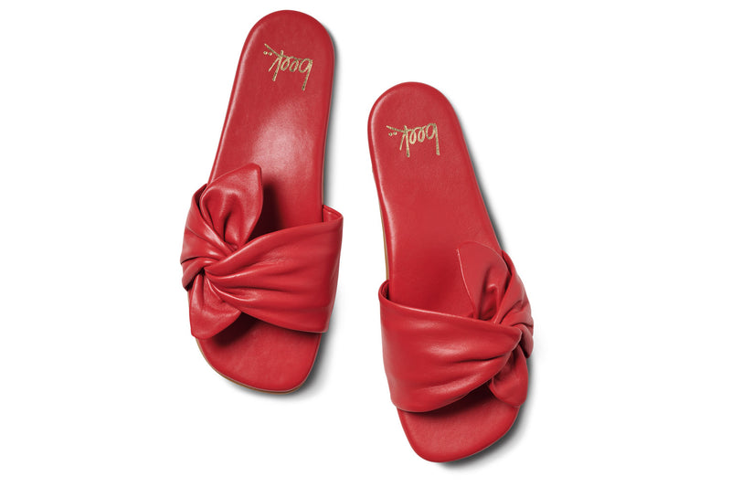 Sweetbird leather slide sandal in lipstick - product top shot