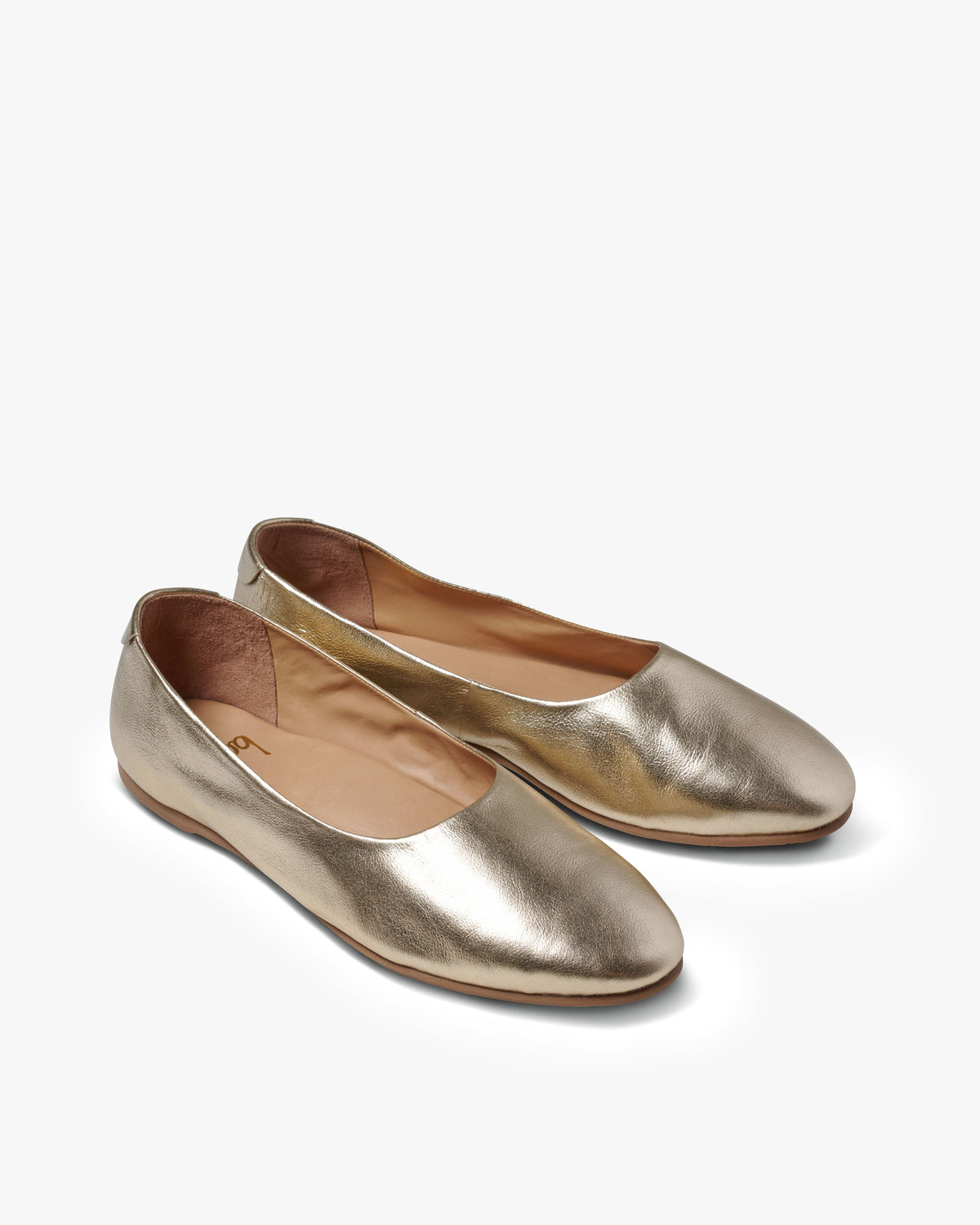 Swiftlet leather ballet shoes in gold - product angle shot