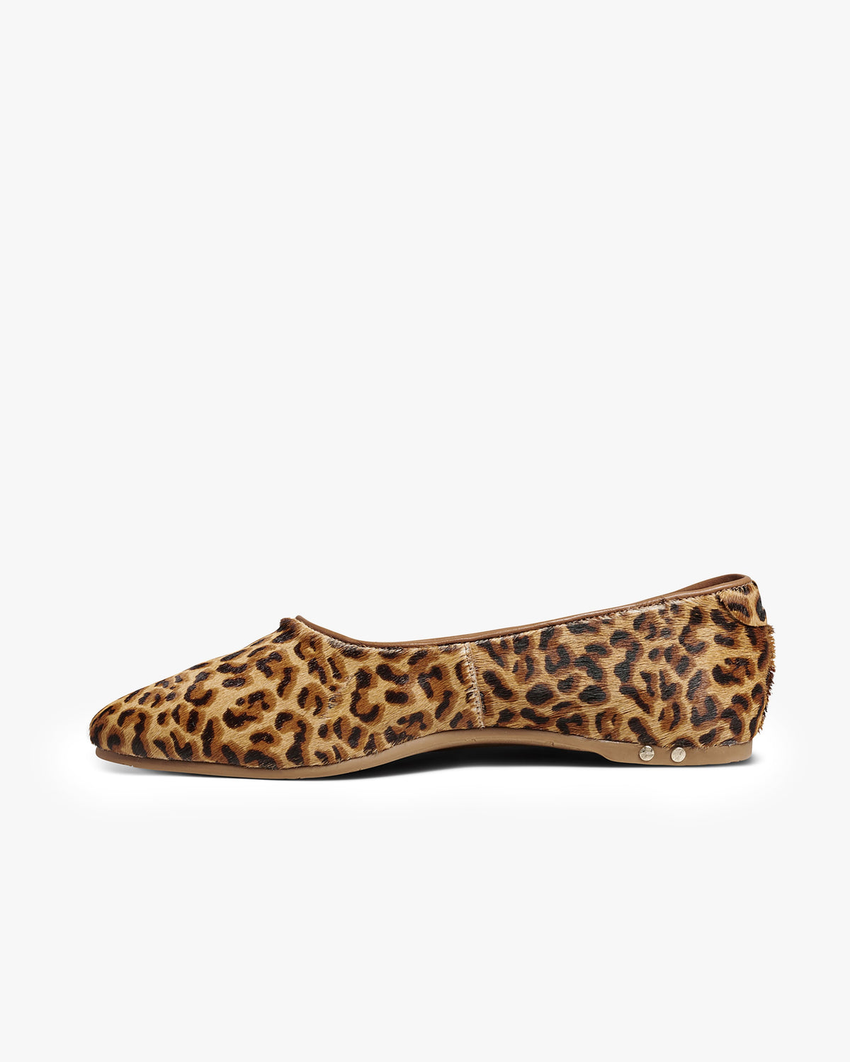 Swiftlet calf-hair and leather ballet slipper in leopard - product side shot