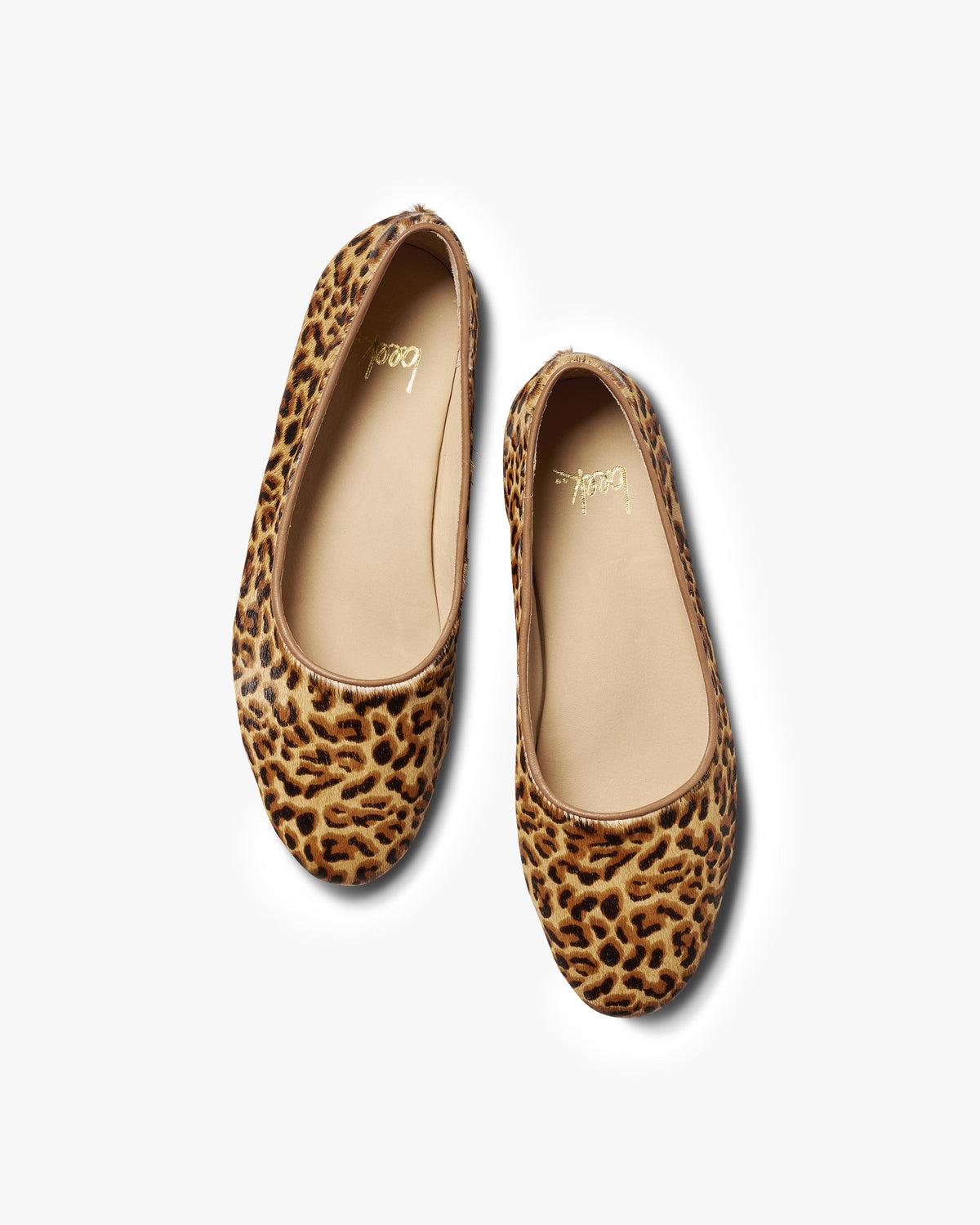 Swiftlet calf-hair and leather ballet slipper in leopard - product top shot