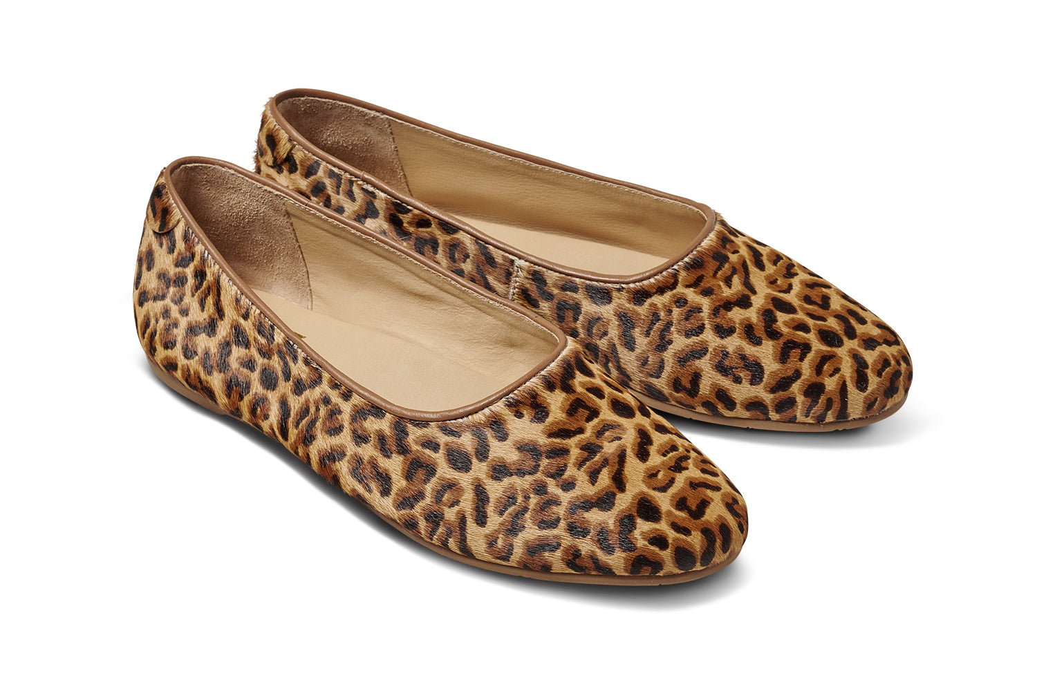 Swiftlet calf-hair and leather ballet slipper in leopard - product angle shot