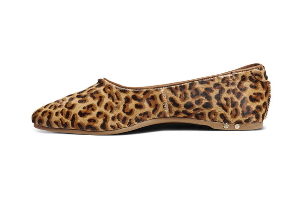 Swiftlet calf-hair and leather ballet slipper in leopard - product side shot