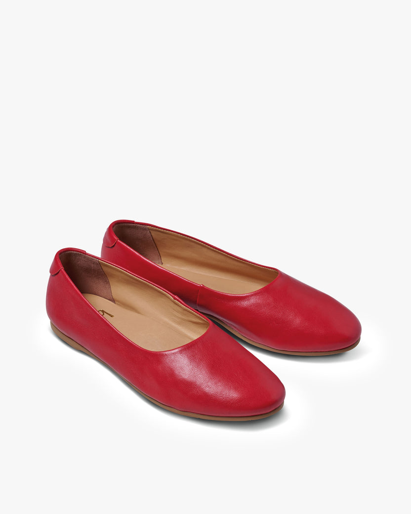 Swiftlet leather ballet shoe in lipstick - angle shot