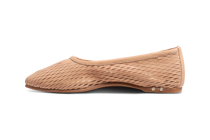 Swiftlet Perforated leather ballet slipper in beach - product side shot