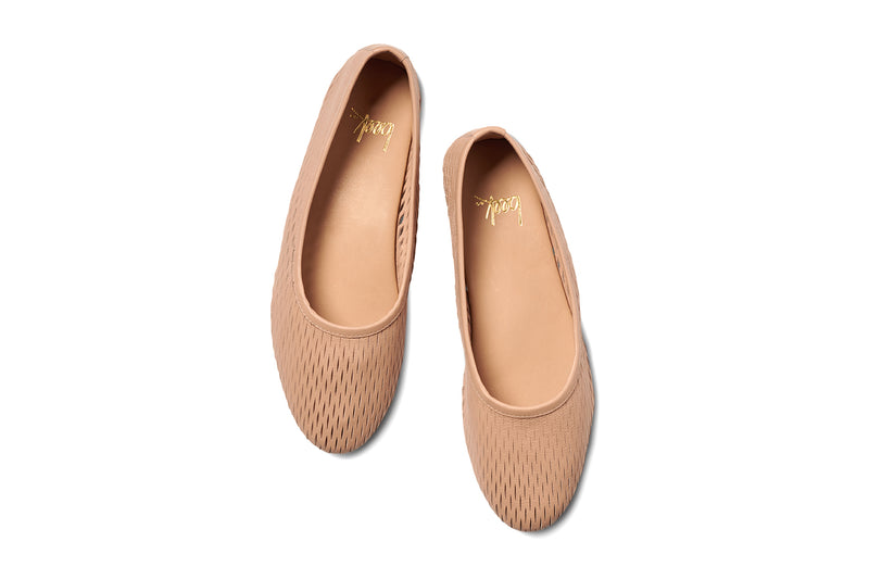 Swiftlet Perforated leather ballet slipper in beach - product top shot