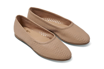 Swiftlet Perforated leather ballet slipper in beach - product angle shot
