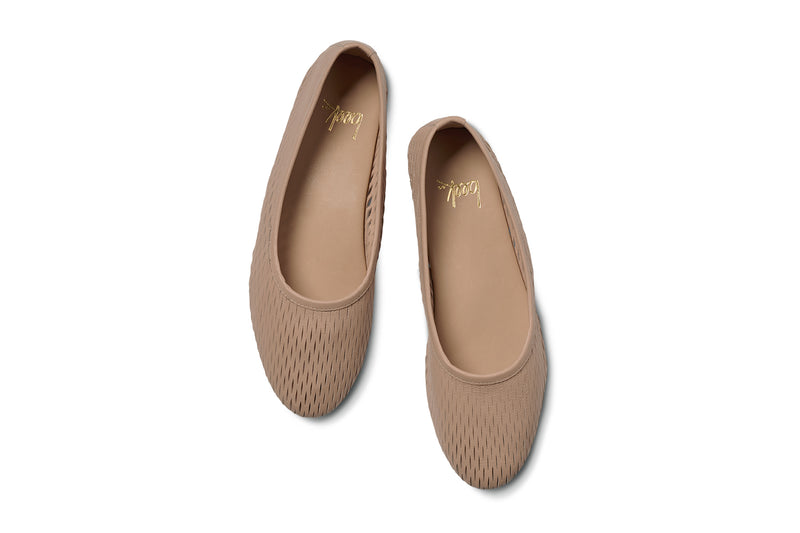 Swiftlet Perforated leather ballet slipper in beach - product top shot