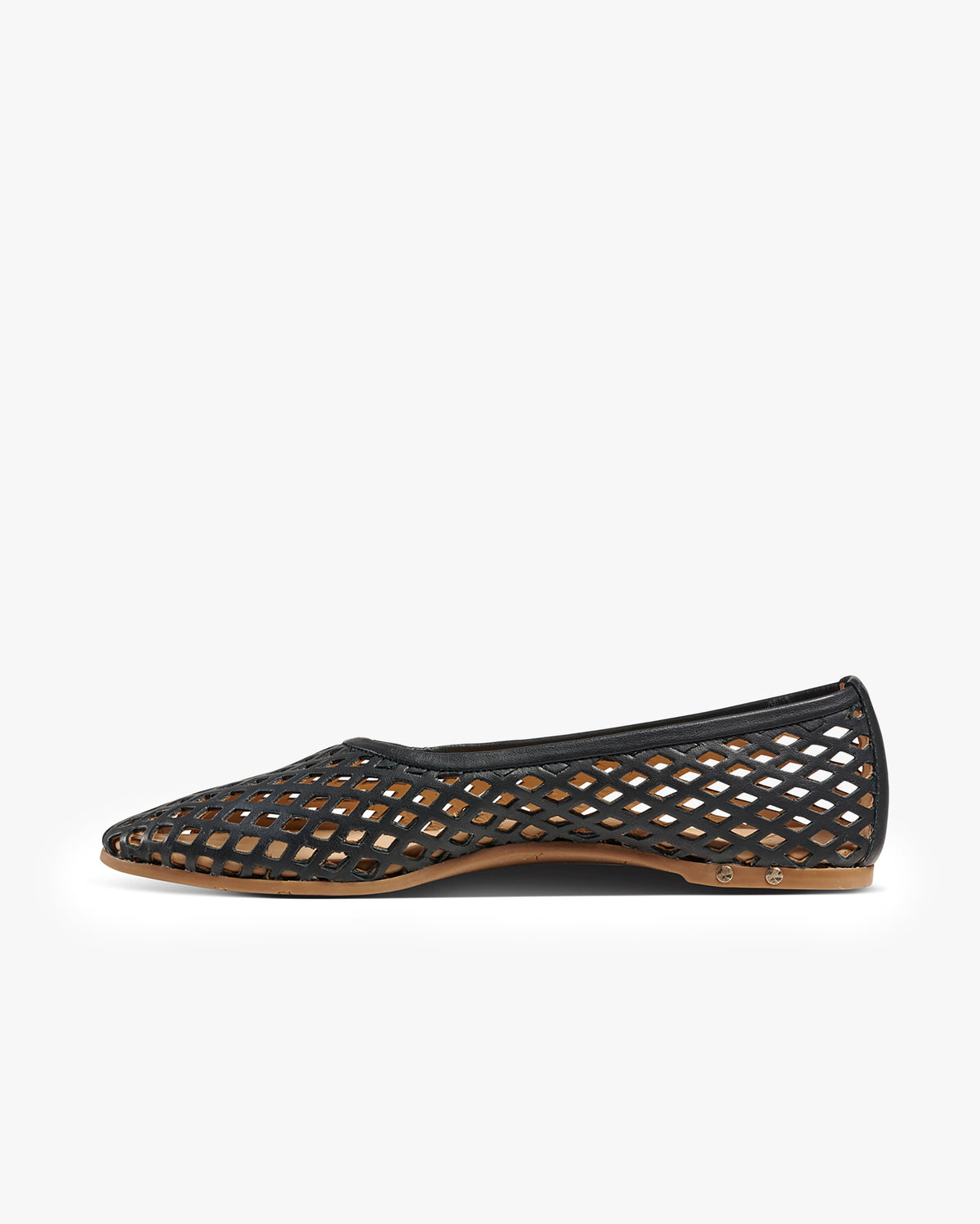 Swiftlet Perf leather ballet slipper in black - product side shot