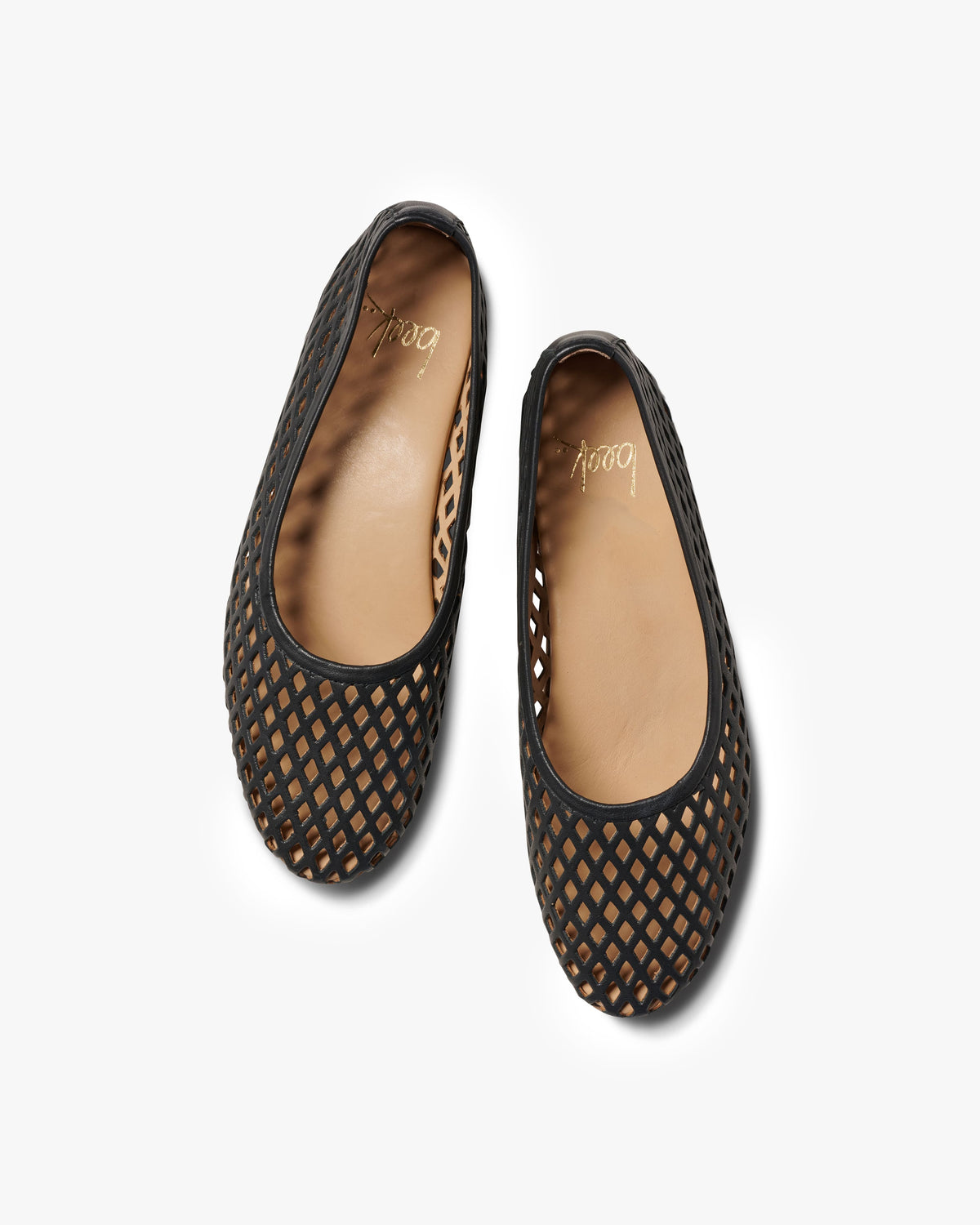 Swiftlet Perf leather ballet slipper in black - product top shot