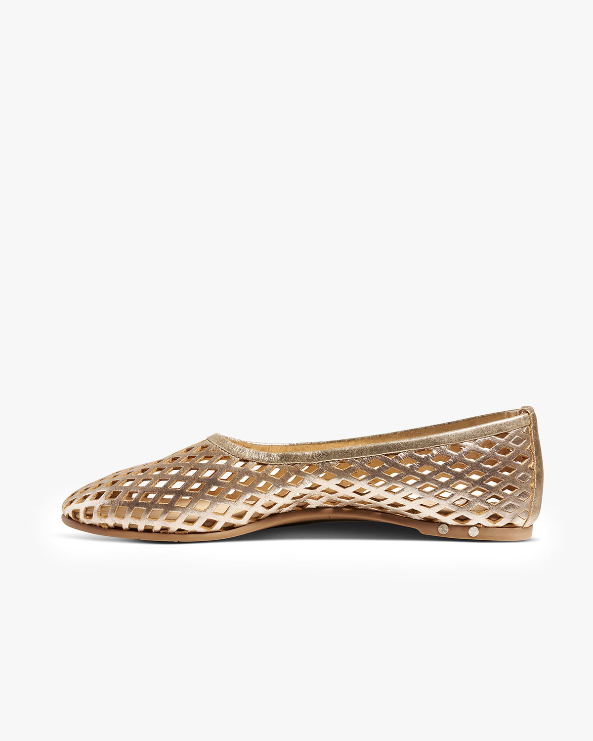 Swiftlet Perf leather ballet slipper in gold - product side shot