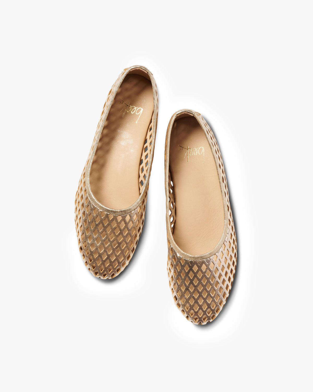 Swiftlet Perf leather ballet slipper in gold - product top shot