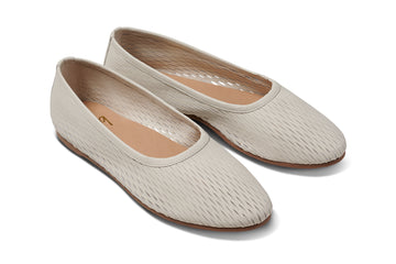 Swiftlet Perforated leather ballet slipper in vanilla - product angle shot